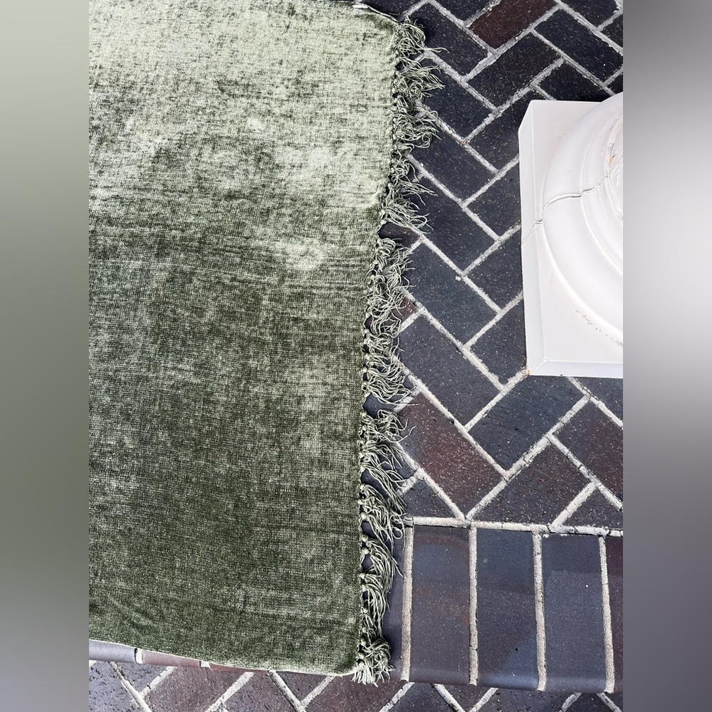 Olive Green Chenille Throw Blanket - Picture 10 of 16